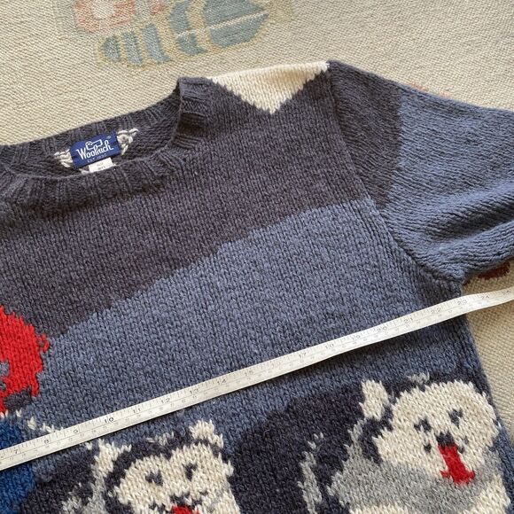 Vintage Woolrich Sled Dog Sweater 100% Wool Large Knit Long Sleeve Heavy - Picture 6 of 8
